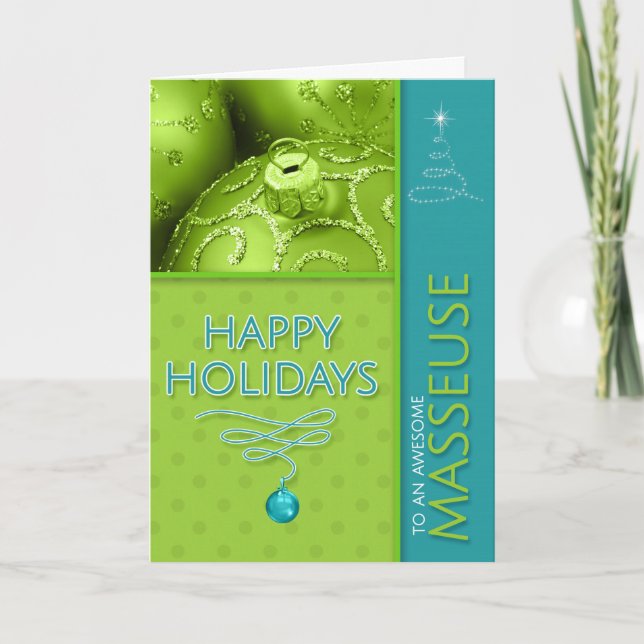 Cartes Pour Fêtes Annuelles pour Masseuse Green et Turquoise Modern Holiday (Devant)