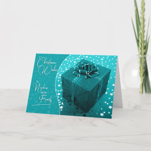 Cartes Pour Fêtes Annuelles pour Nephew et la famille Turquoise Bleu Noël (Devant)