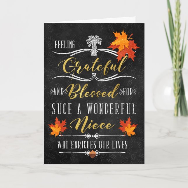 Cartes Pour Fêtes Annuelles pour Niece Thanksgiving Blessures Automne Chalk (Devant)