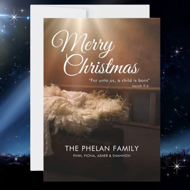 Cartes Pour Fêtes Annuelles Pour nous un enfant est né Noël religieux (Available as instant download, or order and ship. Merry Christmas!)