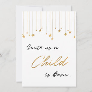 Cartes Pour Fêtes Annuelles Pour nous un enfant naît Noël d'or manuscrit
