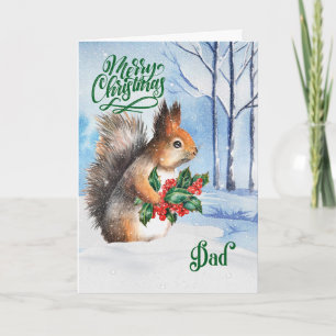 Cartes Pour Fêtes Annuelles pour papa Noël écureuil forêt d'hiver