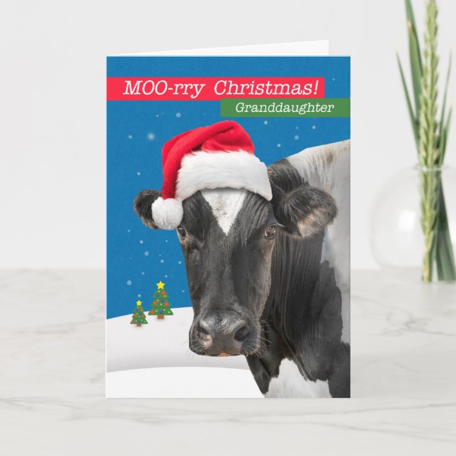 Cartes Pour Fêtes Annuelles Pour petite-fille Joyeux Noël Humour de vache drôl (Devant)