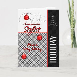 Cartes Pour Fêtes Annuelles pour Stylist Plaid en rouge et noir de Noël