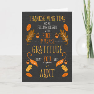 Cartes Pour Fêtes Annuelles pour Tante Action de grâce Immense Gratitude pour 