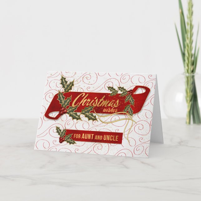 Cartes Pour Fêtes Annuelles pour tante et oncle Christmas Wishes Holly (Devant)