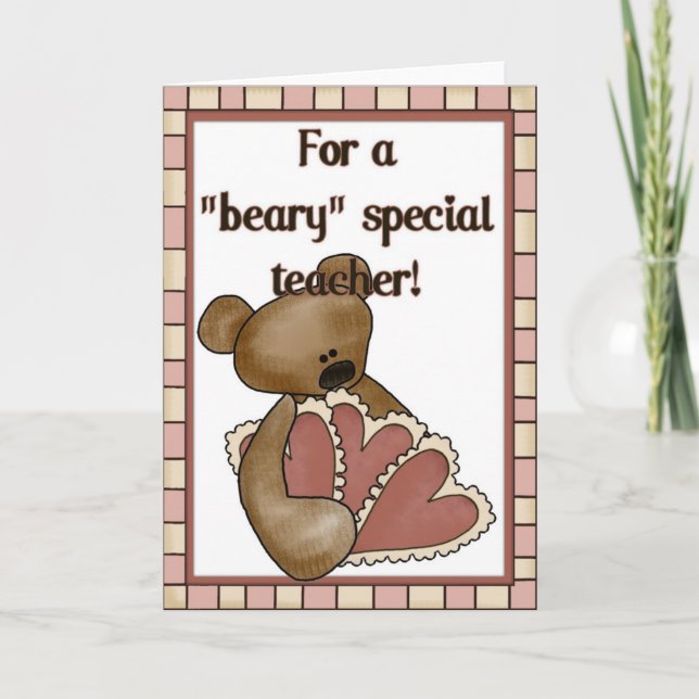 Cartes Pour Fêtes Annuelles Pour un enseignant spécial de béary Valentine Card (Devant)