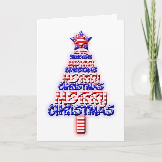 Cartes Pour Fêtes Annuelles Pour un soldat, arbre de Noël patriotique (Devant)