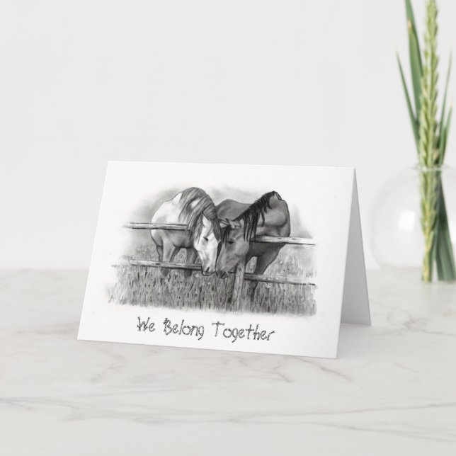 CARTES POUR FÊTES ANNUELLES POUSSER DU NEZ DE CHEVAUX : ART DE CRAYON : (Devant)