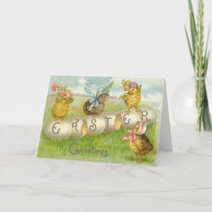 Cartes Pour Fêtes Annuelles Poussin de Champ de Pâques