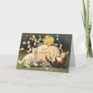 Cartes Pour Fêtes Annuelles Poussin de chat Pâques Œuf coloré peint Poussin