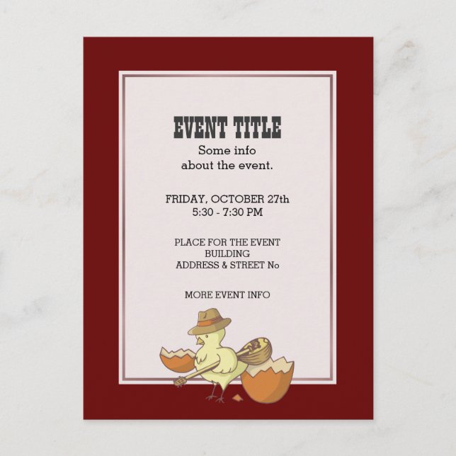 Cartes Pour Fêtes Annuelles Poussin de Pâques avec Bouzouki (Devant)