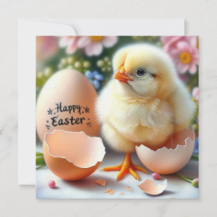 Cartes Pour Fêtes Annuelles Poussin de Pâques émergeant de la coquille d'œuf