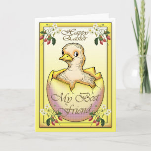 Cartes Pour Fêtes Annuelles Poussin heureux de Pâques avec l'oeuf, pour le