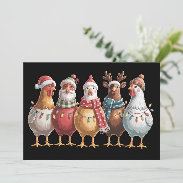 Cartes Pour Fêtes Annuelles Poussins de Noël Cadeau de poulet de Noël Amateur  (Debout devant)