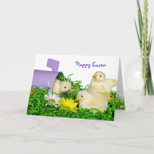 Cartes Pour Fêtes Annuelles Poussins de Pâques avec boîte aux lettres (Devant)