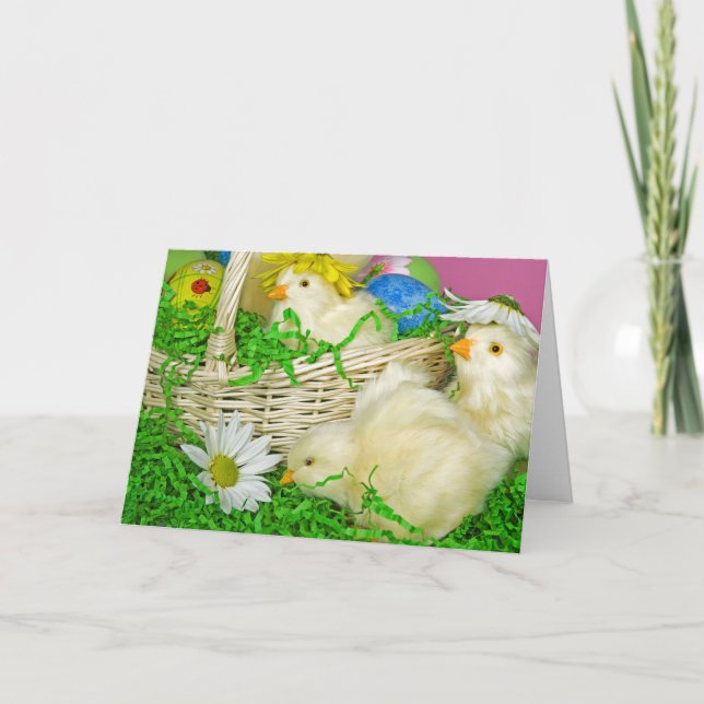 Cartes Pour Fêtes Annuelles Poussins de Pâques avec oeufs (Devant)