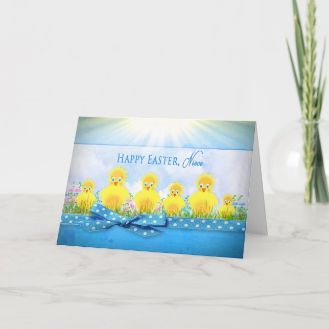 CARTES POUR FÊTES ANNUELLES POUSSINS DE PÂQUES - NIÈCE - BLUE/YELLOW (Devant)