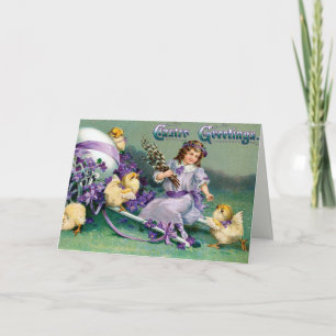 Cartes Pour Fêtes Annuelles Poussins de Pâques vintage