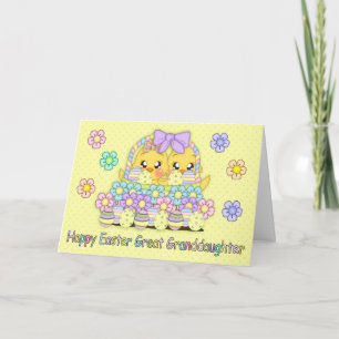 Cartes Pour Fêtes Annuelles Poussins mignons de Pâques d'arrière-petite-fille