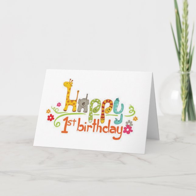 CARTES POUR FÊTES ANNUELLES PREMIER ANNIVERSAIRE DE LA PETITE FILLE (Devant)