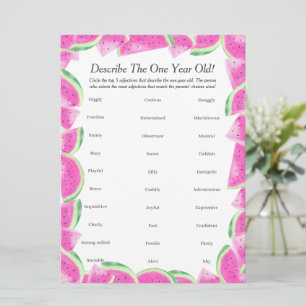 Cartes Pour Fêtes Annuelles Premier anniversaire Décrire Jeu de melon d'un an