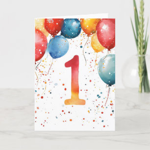 Cartes Pour Fêtes Annuelles Premier Ballons d'anniversaire