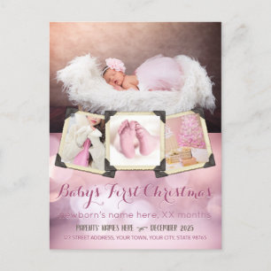 Cartes Pour Fêtes Annuelles Premier Instagram de Noël pour bébé Photos Girly P
