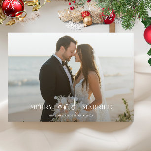 Cartes Pour Fêtes Annuelles Premier Mariage Joyeux et Marié Photo de Noël