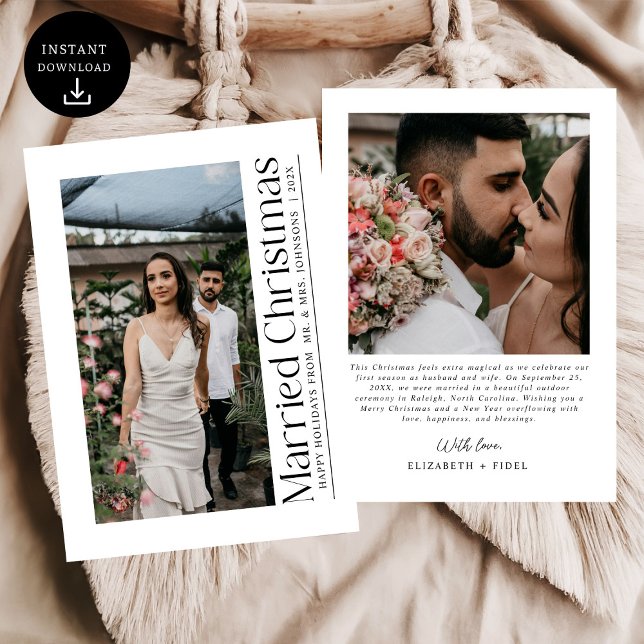 Cartes Pour Fêtes Annuelles Premier Marié minimum photo de Noël nouveaux marié (Créateur téléchargé)