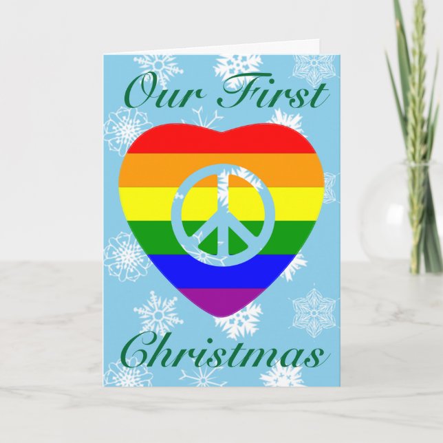 CARTES POUR FÊTES ANNUELLES PREMIER NOËL COMME MARIÉ GAY COUPLE (Devant)