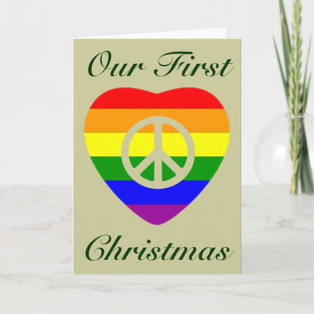 CARTES POUR FÊTES ANNUELLES PREMIER NOËL COMME MARIÉ GAY COUPLE (Devant)