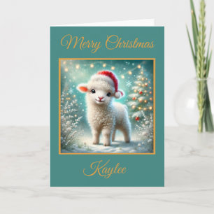 Cartes Pour Fêtes Annuelles Premier Noël d'Agneau Bébé