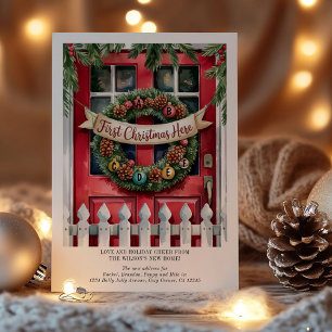 Cartes Pour Fêtes Annuelles Premier Noël dans une nouvelle maison Couronne ave