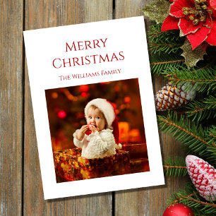 Cartes Pour Fêtes Annuelles Premier Noël de bébé mignon Père Noël photo rouge