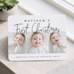 Cartes Pour Fêtes Annuelles Premier Noël de bébé moderne simple trois photos