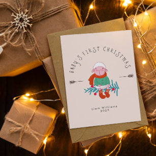 Cartes Pour Fêtes Annuelles Premier Noël de bébé Ornement Agneau Adorable