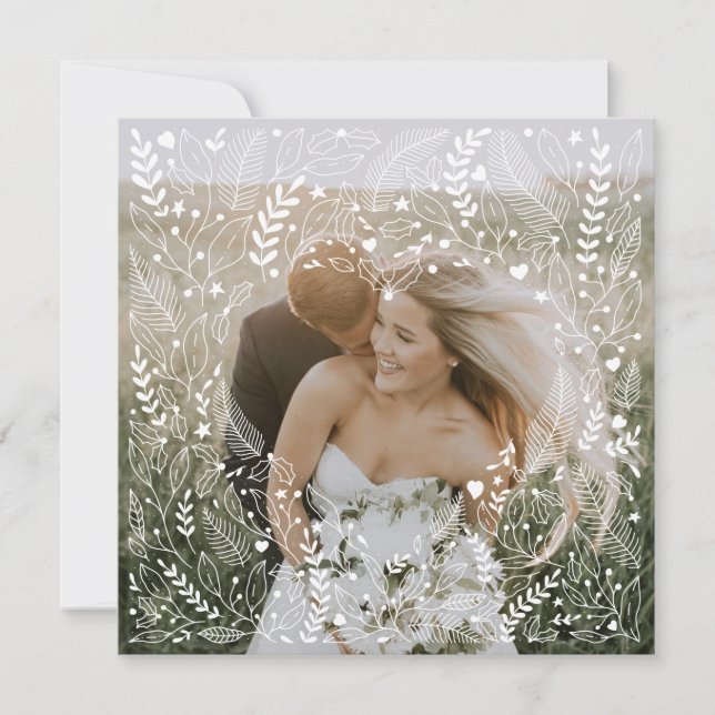 Cartes Pour Fêtes Annuelles Premier Noël de M. et Mme Doodle Floral Heart (Devant)