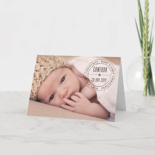 Cartes Pour Fêtes Annuelles Premier Noël du bébé de phoque étampé du cercle cl (Devant)