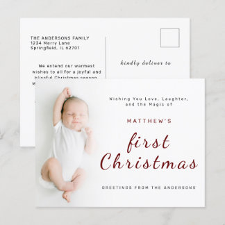 Cartes Pour Fêtes Annuelles Premier Noël du bébé Simple 1 photo