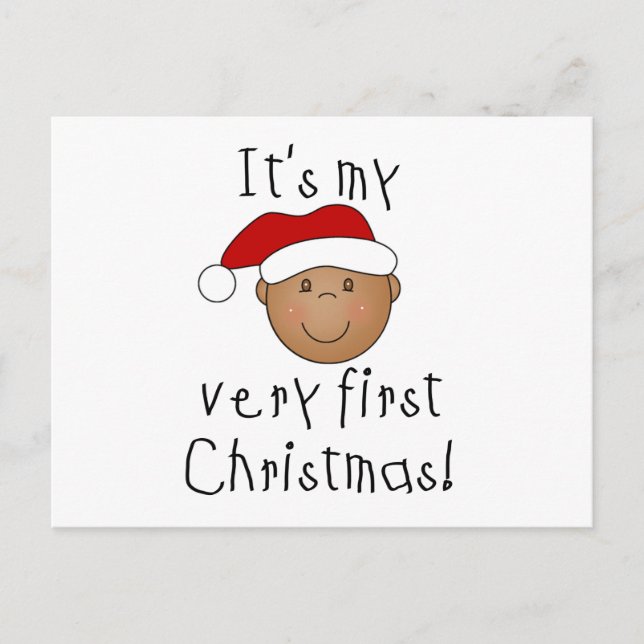 Cartes Pour Fêtes Annuelles Premier Noël d'un garçon afro-américain (Devant)