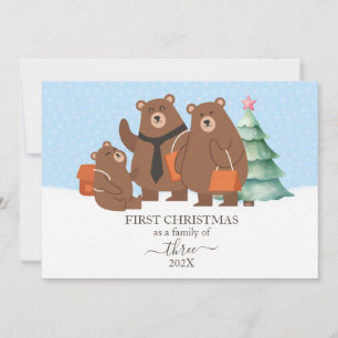 Cartes Pour Fêtes Annuelles Premier Noël d'un ours en tant que famille de 3 à