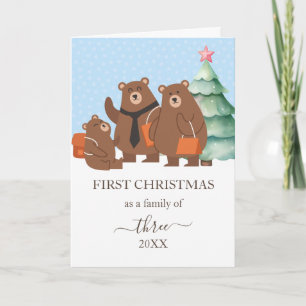 Cartes Pour Fêtes Annuelles Premier Noël d'un ours en tant que famille de 3 pl
