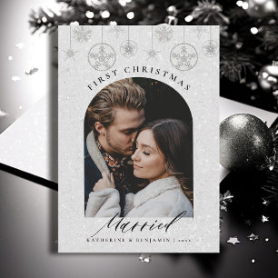 Cartes Pour Fêtes Annuelles Premier Noël Éclairage Marié Sparkings Boho Photo 