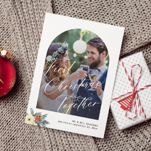 Cartes Pour Fêtes Annuelles Premier Noël écriture manuscrite photo mariage