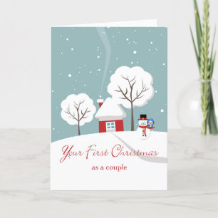 Cartes Pour Fêtes Annuelles Premier Noël en couple avec Snowman et Bird