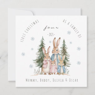 Cartes Pour Fêtes Annuelles Premier Noël en famille de quatre lapins