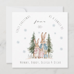 Cartes Pour Fêtes Annuelles Premier Noël en famille de quatre lapins