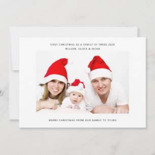 Cartes Pour Fêtes Annuelles Premier Noël en famille de trois photos de famille