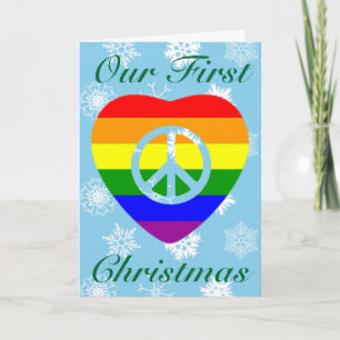 CARTES POUR FÊTES ANNUELLES PREMIER NOËL EN TANT QUE COUPLE GAI MARIÉ